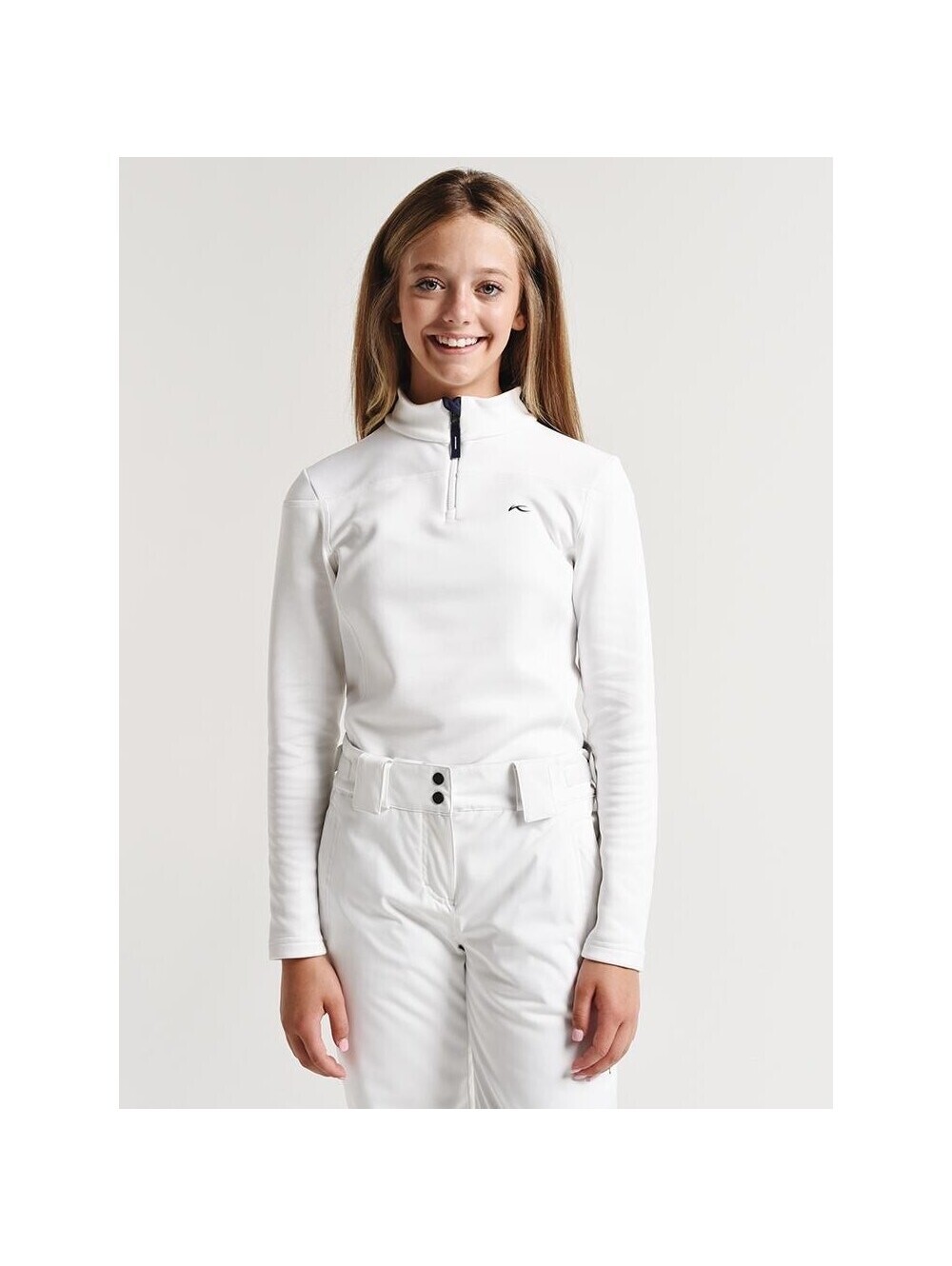 KJUS Girls' Youth 14 Jade Midlayer Half Zip Size 164 Ski Snowboard White